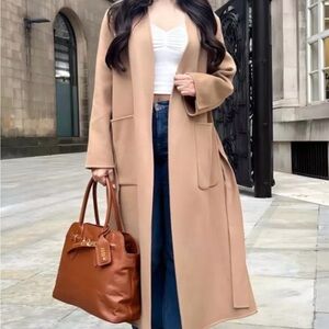 Zara Beige Long Belted Coat